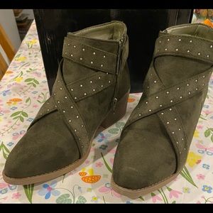 Olive green ankle boots